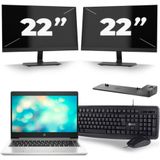 HP ProBook 440 G7 - Intel Core i5-10e Generatie - 14 inch - 8GB RAM - 256GB SSD - Windows 11 + 2x 22 inch Monitor Nette Staat