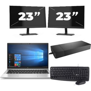 HP EliteBook 835 G7 - AMD Ryzen 7 PRO 4750U - 13 inch - 16GB RAM - 256GB SSD - Windows 11 Home + 2x 23 inch Monitor Nette Staat