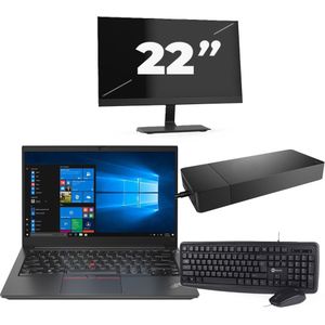 Lenovo ThinkPad E14 Gen 2 - Intel Core i3-11e Generatie - 14 inch - 16GB RAM - 256GB SSD - Windows 11 Home + 1x 22 inch Monitor Zichtbare schade