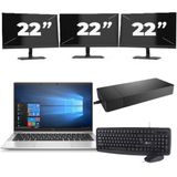HP EliteBook 835 G7 - AMD Ryzen 7 PRO 4750U - 13 inch - 16GB RAM - 256GB SSD - Windows 11 Home + 3x 22 inch Monitor Zichtbaar gebruikt