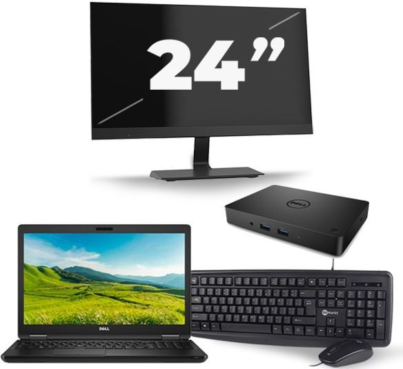Dell Latitude 5580 - Intel Core i5-6e Generatie - 15 inch - 8GB RAM - 256GB SSD - Windows 11 + 1x 24 inch Monitor Zichtbare schade