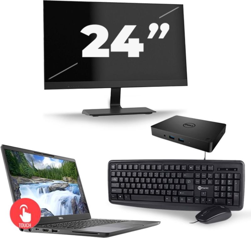Dell Latitude 7300 - Intel Core i5-8e Generatie - 13 inch - Touch - 16GB RAM - 256GB SSD - Windows 11 Home + 1x 24 inch Monitor Nette Staat