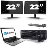HP ProBook 650 G1 - Intel Core i5-4e Generatie - 15 inch - 8GB RAM - 256GB SSD - Windows 11 + 2x 22 inch Monitor Zichtbaar gebruikt