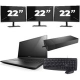 Lenovo B50-70 - Intel Core i3-4e Generatie - 15 inch - 8GB RAM - 256GB SSD - Windows 11 Home + 3x 22 inch Monitor Zichtbare schade