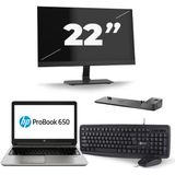 HP ProBook 650 G3 - Intel Core i5-7e Generatie - 15 inch - 8GB RAM - 256GB SSD - Windows 11 + 1x 22 inch Monitor Zichtbare schade