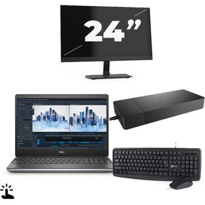 Dell Precision 7560 - Intel Core i7-11e Generatie - 15 inch - Touch - 16GB RAM - 256GB SSD - Windows 11 Home + 1x 24 inch Monitor Zichtbaar gebruikt