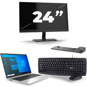 HP EliteBook 840 G8 - Intel Core i5-11e Generatie - 14 inch - 16GB RAM - 256GB SSD - Windows 11 + 1x 24 inch Monitor Zichtbare schade