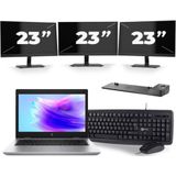 HP ProBook 640 G5 - Intel Core i5-8e Generatie - 14 inch - 16GB RAM - 256GB SSD - Windows 11 + 3x 23 inch Monitor Zichtbaar gebruikt