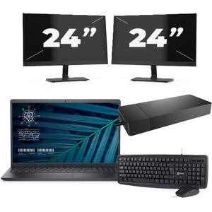 Dell Vostro 15 3510 - Intel Core i5-11e Generatie - 15 inch - 16GB RAM - 256GB SSD - Windows 11 Home + 2x 24 inch Monitor Zichtbaar gebruikt