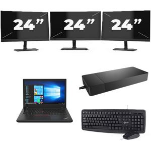 Lenovo ThinkPad A485 - AMD Ryzen 5 2500U - 14 inch - 8GB RAM - 256GB SSD - Windows 10 + 3x 24 inch Monitor Nette Staat