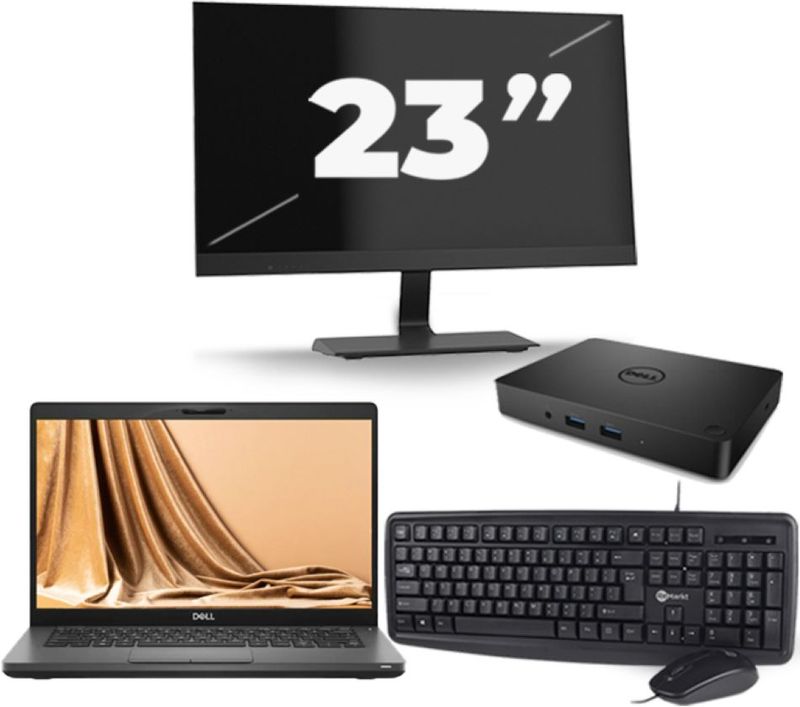 Dell Latitude 5401 - Intel Core i5-9e Generatie - 14 inch - 16GB RAM - 256GB SSD - Windows 11 + 1x 23 inch Monitor Zichtbaar gebruikt