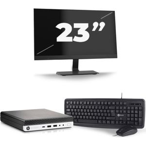 HP EliteDesk 800 G3 USFF - Intel Core i5-6e Generatie - 8GB RAM - 256GB SSD - Windows 11 + 1x 23 inch Monitor Nette Staat