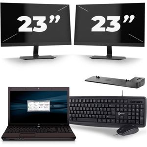 HP ProBook 4510s - Intel Celeron T3000 - 15 inch - 4GB RAM - 256GB SSD - Windows 10 Home + 2x 23 inch Monitor Zichtbare schade