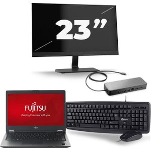 Fujitsu LifeBook U728 - Intel Core i7-8e Generatie - 12 inch - 16GB RAM - 512GB SSD - Windows 11 + 1x 23 inch Monitor Nette Staat