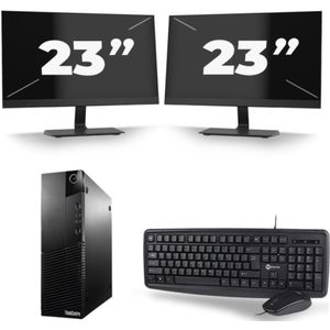 Lenovo ThinkCentre M93p USFF - Intel Core i7-4e Generatie - 16GB RAM - 256GB SSD - Windows 10 + 2x 23 inch Monitor Nette Staat