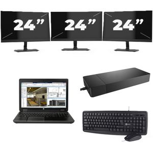 HP ZBook 15 G2 - Intel Core i7-4e Generatie - 15 inch - 16GB RAM - 256GB SSD - Windows 11 + 3x 24 inch Monitor Zichtbare schade