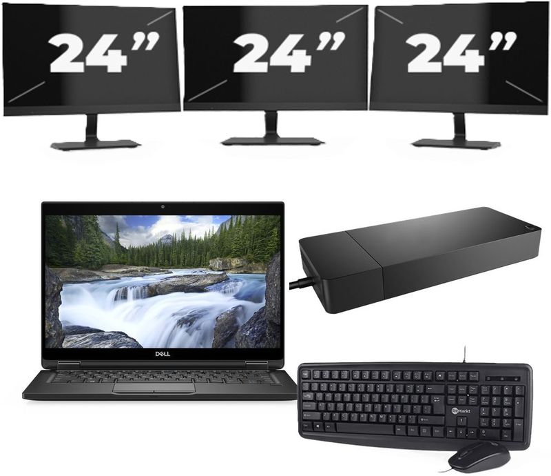 Dell XPS 13 7390 - Intel Core i5-10e Generatie - 13 inch - 16GB RAM - 256GB SSD - Windows 11 Home + 3x 24 inch Monitor Zichtbaar gebruikt