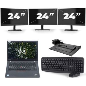 Lenovo ThinkPad T470 - Intel Core i7-6e Generatie - 14 inch - 16GB RAM - 256GB SSD - Windows 11 + 3x 24 inch Monitor Zichtbare schade