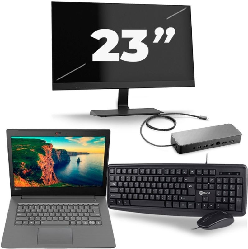 Lenovo V330-14IKB - Intel Core i5-8e Generatie - 14 inch - 16GB RAM - 256GB SSD - Windows 11 + 1x 23 inch Monitor Zichtbaar gebruikt