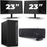 HP EliteDesk 800 G6 Tower - Intel Core i5-10e Generatie - 16GB RAM - 256GB SSD - Windows 11 + 2x 23 inch Monitor Nette Staat