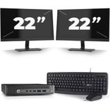 HP EliteDesk 800 G2 USFF - Intel Core i7-6e Generatie - 16GB RAM - 256GB SSD - Windows 11 + 2x 22 inch Monitor Nette Staat