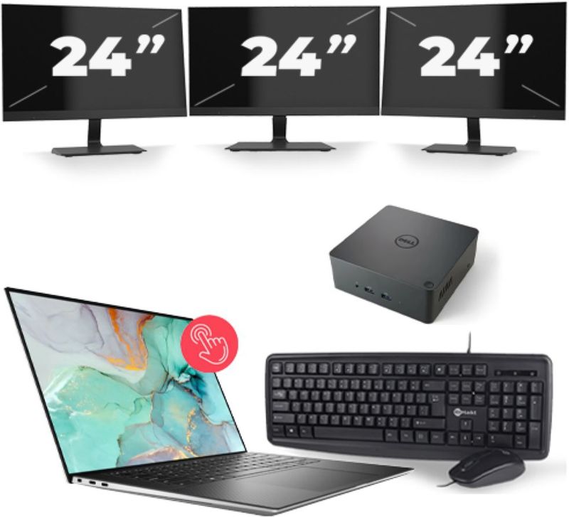 Dell Precision 5560 - Intel Core i7-11e Generatie - 15 inch - Touch - 16GB RAM - 256GB SSD - Windows 11 Home + 3x 24 inch Monitor Nette Staat