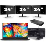 Dell XPS 13 9360 - Intel Core i5-7e Generatie - 13 inch - 8GB RAM - 256GB SSD - Windows 11 Home + 3x 24 inch Monitor Zichtbare schade