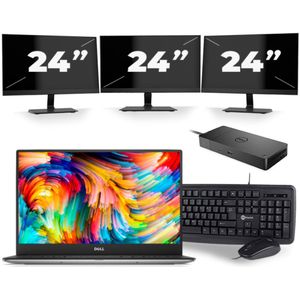 Dell XPS 13 9360 - Intel Core i5-7e Generatie - 13 inch - 8GB RAM - 256GB SSD - Windows 11 Home + 3x 24 inch Monitor Zichtbare schade