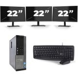 Dell Optiplex 9020 SFF - Intel Core i3-4e Generatie - 8GB RAM - 128GB SSD - Windows 10 + 3x 22 inch Monitor Nette Staat