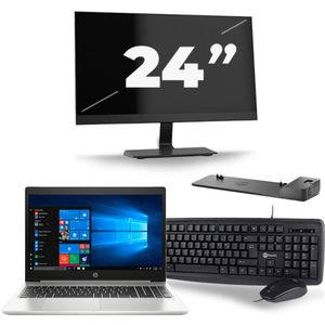 HP ProBook 450 G6 - Intel Core i5-8e Generatie - 15 inch - 16GB RAM - 256GB SSD - Windows 11 + 1x 24 inch Monitor Zichtbare schade