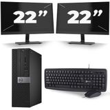 Dell Optiplex 7040 Micro Tower - Intel Core i7-6e Generatie - 16GB RAM - 256GB SSD - Windows 11 + 2x 22 inch Monitor Nette Staat