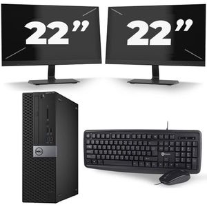 Dell Optiplex 7040 Micro Tower - Intel Core i7-6e Generatie - 16GB RAM - 256GB SSD - Windows 11 + 2x 22 inch Monitor Nette Staat