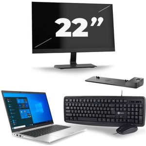HP EliteBook 845 G7 - AMD Ryzen 5 PRO 4650U - 14 inch - 8GB RAM - 256GB SSD - Windows 10 + 1x 22 inch Monitor Zichtbare schade
