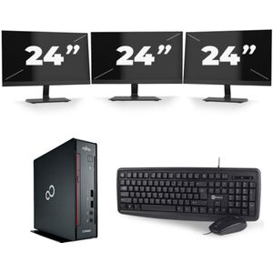 Fujitsu Esprimo Q556 USFF - Intel Core i5-6e Generatie - 8GB RAM - 256GB SSD - Windows 11 + 3x 24 inch Monitor Zichtbaar gebruikt