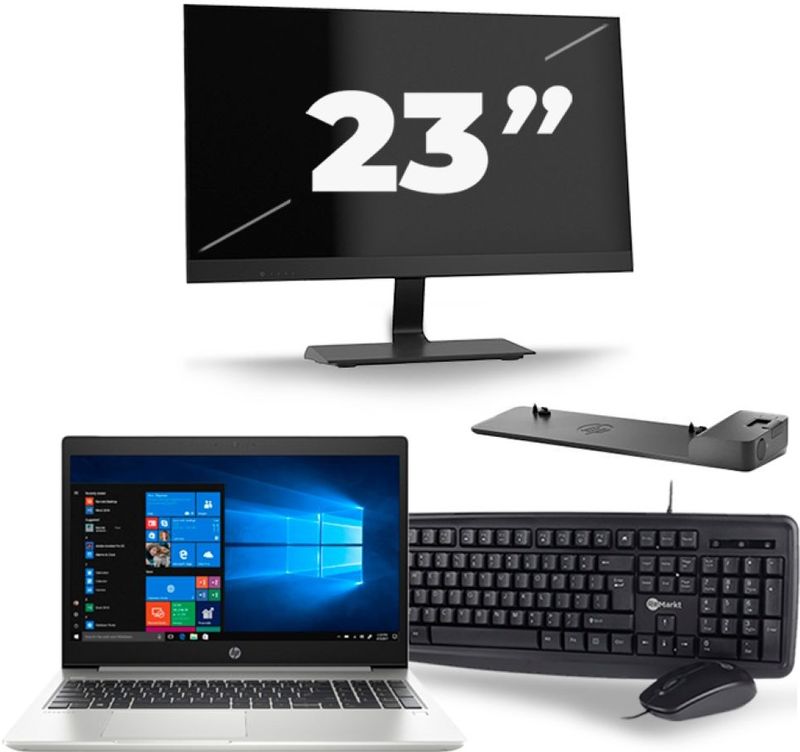 HP ProBook 450 G6 - Intel Core i5-8e Generatie - 15 inch - 16GB RAM - 256GB SSD - Windows 11 + 1x 23 inch Monitor Zichtbare schade