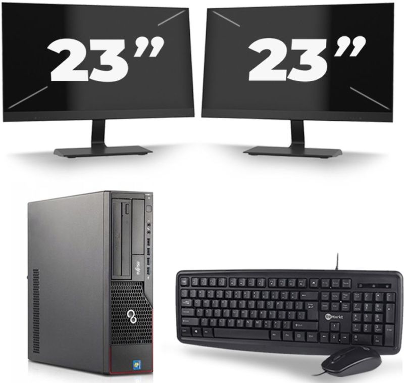 Fujitsu Esprimo E710 SFF - Intel Core i5-3e Generatie - 8GB RAM - 256GB SSD - Windows 10 + 2x 23 inch Monitor Nette Staat