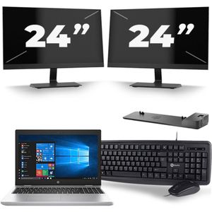 HP ProBook 650 G5 - Intel Core i5-8e Generatie - 15 inch - 16GB RAM - 256GB SSD - Windows 11 + 2x 24 inch Monitor Zichtbaar gebruikt
