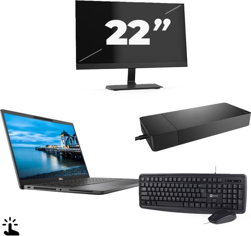 Dell Latitude 7420 - Intel Core i7-11e Generatie - 14 inch - Touch - 16GB RAM - 256GB SSD - Windows 11 Home + 1x 22 inch Monitor Nette Staat