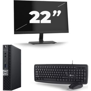 Dell Optiplex 7060 Micro USFF - Intel Core i7-8e Generatie - 16GB RAM - 256GB SSD - Windows 11 + 1x 22 inch Monitor Nette Staat