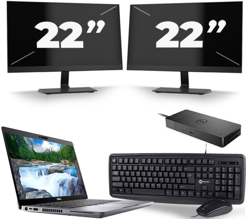 Dell Latitude 5410 - Intel Core i5-10e Generatie - 14 inch - 16GB RAM - 256GB SSD - Windows 11 + 2x 22 inch Monitor Zichtbare schade