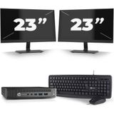 HP EliteDesk 800 G2 USFF - Intel Core i7-6e Generatie - 16GB RAM - 256GB SSD - Windows 11 + 2x 23 inch Monitor Nette Staat