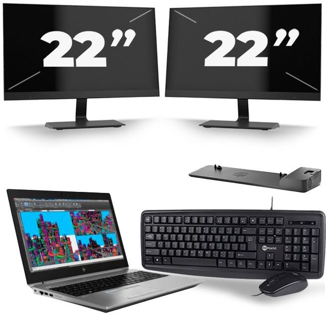 HP ZBook 15 G5 - Intel Core i5-8e Generatie - 15 inch - 16GB RAM - 512GB SSD - Windows 11 + 2x 22 inch Monitor Zichtbaar gebruikt