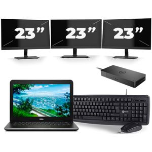 Dell Latitude 3380 - Intel Core i3-6e Generatie - 13 inch - 8GB RAM - 256GB SSD - Windows 11 + 3x 23 inch Monitor Zichtbaar gebruikt