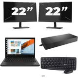 Lenovo ThinkPad T14 Gen 2 - Intel Core i5-11e Generatie - 14 inch - 16GB RAM - 256GB SSD - Windows 11 Home + 2x 22 inch Monitor Nette Staat