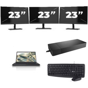 Fujitsu Lifebook A3510 - Intel Core i3-10e Generatie - 15 inch - 16GB RAM - 256GB SSD - Windows 11 Home + 3x 23 inch Monitor Nette Staat