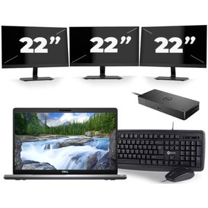 Dell Latitude 5510 - Intel Core i5-10e Generatie - 15 inch - 16GB RAM - 256GB SSD - Windows 11 + 3x 22 inch Monitor Zichtbare schade