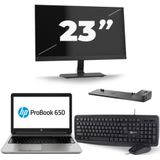 HP ProBook 650 G3 - Intel Core i5-7e Generatie - 15 inch - 8GB RAM - 256GB SSD - Windows 11 + 1x 23 inch Monitor Zichtbaar gebruikt
