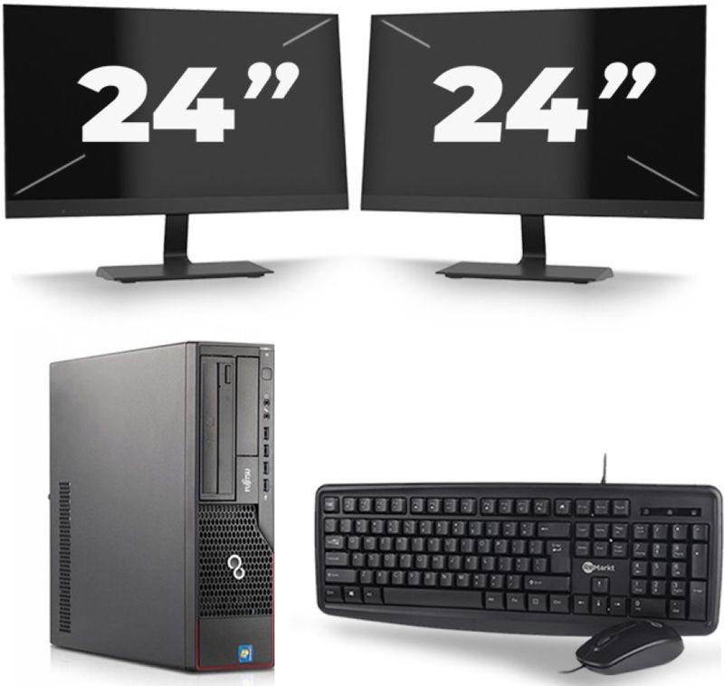 Fujitsu Esprimo E710 SFF - Intel Core i3-3e Generatie - 8GB RAM - 256GB SSD - Windows 10 + 2x 24 inch Monitor Nette Staat