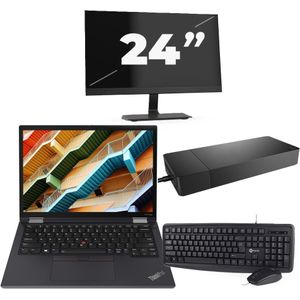 Lenovo ThinkPad X13 Yoga - Intel Core i5-10e Generatie - 13 inch - 16GB RAM - 256GB SSD - Windows 11 Home + 1x 24 inch Monitor Zichtbaar gebruikt