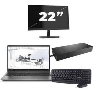 HP ZBook Power G8 - Intel Core i7-11e Generatie - 15 inch - 16GB RAM - 256GB SSD - Windows 11 + 1x 22 inch Monitor Zichtbaar gebruikt